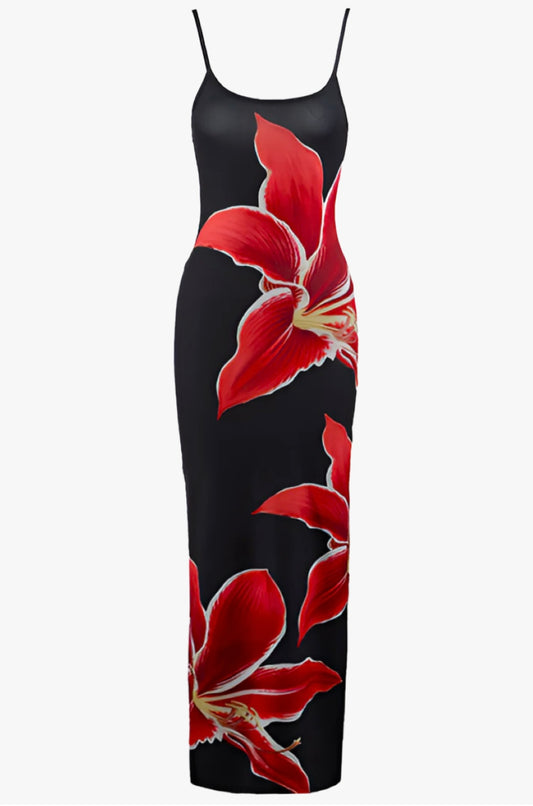 Dress iconic flower black